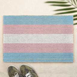Trans Flag Door Mat Transgender Doormat Indoor Front Welcome Entrance Coir - thumbnail 1