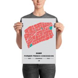 Shanghai Map Print Former French Concession, Bilingual Wall Art - thumbnail 3