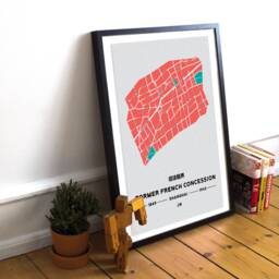 Shanghai Map Print Former French Concession, Bilingual Wall Art - thumbnail 2