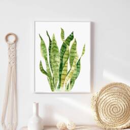 Watercolor Snake Plant Print Botanical Wall Art - thumbnail 3