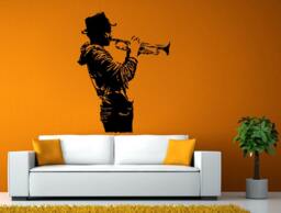 Man Playing Trumpet Musical Instrument Music Jazz Blues Wall Or Window Sticker Decal Vinyl Fathead Mural Decor L1941