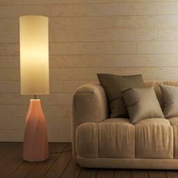 Ceramic Floor Lamp With Linen Shade, Organic Modern Style - Naaya Daze - thumbnail 3