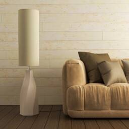 Ceramic Floor Lamp With Linen Shade, Organic Modern Style - Naaya Daze - thumbnail 2