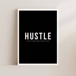 Hustle Print Inspirational Wall Art - Motivational Prints Office Decor Home Framed - thumbnail 2