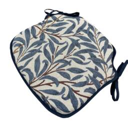 William Morris - Willow Bough Azure Tapestry Small Spindle Back Tie-On Seat Pads Dining/Patio/Garden/Kitchen - thumbnail 3