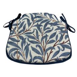 William Morris - Willow Bough Azure Tapestry Small Spindle Back Tie-On Seat Pads Dining/Patio/Garden/Kitchen - thumbnail 2