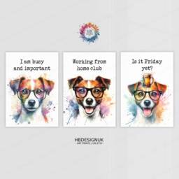 Funny Home Office Wall Art - Set Of 3 Prints - Dog Quotes Decor Work From Posters Wfh Gifts Coworker Workplace Pictures - thumbnail 2