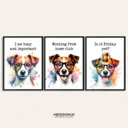 Funny Home Office Wall Art - Set Of 3 Prints - Dog Quotes Decor Work From Posters Wfh Gifts Coworker Workplace Pictures - thumbnail 1