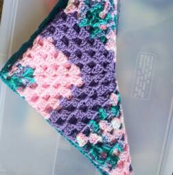 Handmade Crochet Cotton Baby Blanket Pink, Purple, Teal Stroller Throw