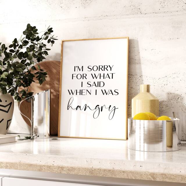 Hangry Print - Kitchen Sign Food Quote Wall Decor Art