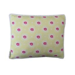English Country Rose Throw Pillow Cover Yellow Floral Pompom Cushion - thumbnail 2