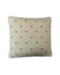 English Country Rose Throw Pillow Cover Yellow Floral Pompom Cushion - thumbnail 1