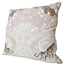 Throw Pillow Cushion Cover Ivory Silk Damask Rubelli Fabric Sandokan Pattern - Handmade in Italy - thumbnail 4