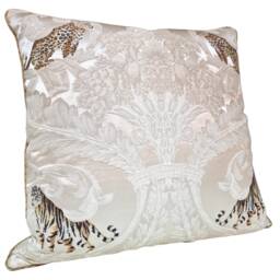 Throw Pillow Cushion Cover Ivory Silk Damask Rubelli Fabric Sandokan Pattern - Handmade in Italy - thumbnail 3