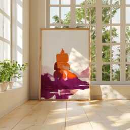 Balancing Stone Poster - Abstract Landscape Print Warm Minimal Wall Art - thumbnail 4