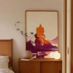 Balancing Stone Poster - Abstract Landscape Print Warm Minimal Wall Art - thumbnail 2