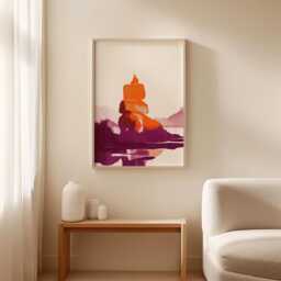 Balancing Stone Poster - Abstract Landscape Print Warm Minimal Wall Art - thumbnail 3