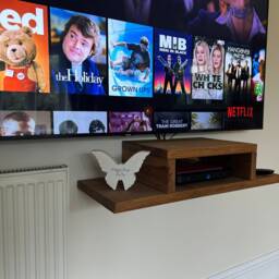 Rustic Wood Floating Media Shelf Wall Mounted Sky Box Storage - thumbnail 2