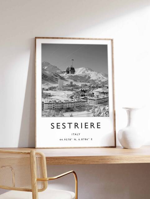 Sestriere Ski Poster Vintage Italian Alps Print - image 1