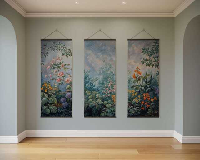 Chinoiserie Floral Garden Tapestry - Wall Hanging Unique Art - image 1