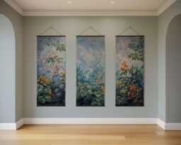 Chinoiserie Floral Garden Tapestry - Wall Hanging Unique Art - thumbnail 1