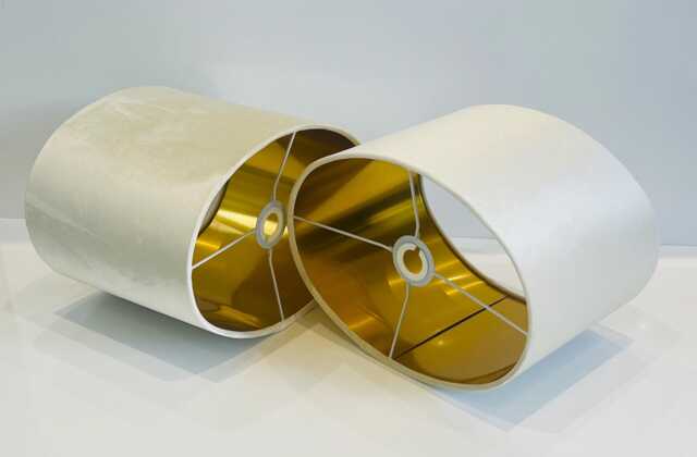 New Handmade Luxurious Glamour Velvet Ivory Cream Fabric Lamp Shade Oval Shape Oval Available in All Linings - image 1