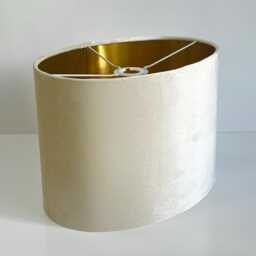 New Handmade Luxurious Glamour Velvet Ivory Cream Fabric Lamp Shade Oval Shape Oval Available in All Linings - thumbnail 3