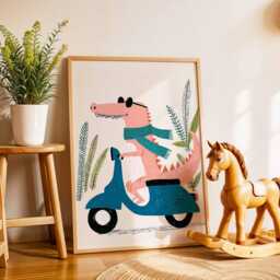 Cool Crocodile Nursery Poster, Fun Animal Wall Art For Kids Room, Playful Cartoon Print, Baby Shower Gift, Playroom Decor - thumbnail 2