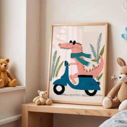 Cool Crocodile Nursery Poster, Fun Animal Wall Art For Kids Room, Playful Cartoon Print, Baby Shower Gift, Playroom Decor - thumbnail 3