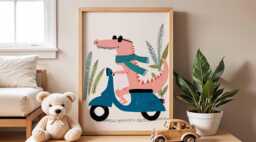Cool Crocodile Nursery Poster, Fun Animal Wall Art For Kids Room, Playful Cartoon Print, Baby Shower Gift, Playroom Decor - thumbnail 1