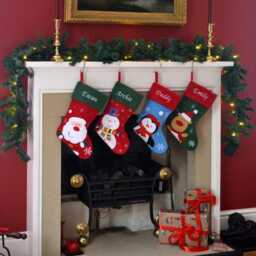 Personalised Embroidered Stocking With Name - Luxury Red Christmas Santa, Penguin, Snowman Or Reindeer Design UK Gift - thumbnail 3