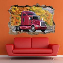 Custom Semi Truck Wall Art Large 3D Sticker Decal Kenworth Vehicle Boy Room Decor - thumbnail 2