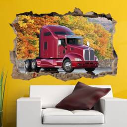 Custom Semi Truck Wall Art Large 3D Sticker Decal Kenworth Vehicle Boy Room Decor - thumbnail 4
