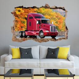 Custom Semi Truck Wall Art Large 3D Sticker Decal Kenworth Vehicle Boy Room Decor - thumbnail 3