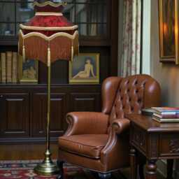 Burgundy Red Paisley Lampshade Downton Abbey Style, Handmade in UK For Table & Floor Standard Lamp Shades, Ceiling Lights - thumbnail 3