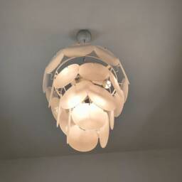 Satin White Murano Glass Discs Chandelier - thumbnail 3