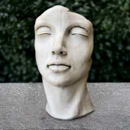 Massive Face Sculpture Concrete Head Figurine Stone Statue Cement Modern Decoration Outdoor Ornament Garden Art Face Lover Gift - thumbnail 2