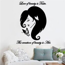 sticker Wall Decals Quote Love Of Beauty Is Taste Girl Butterflies Decal Vinyl Girls Room Art Bedroom Home Decor Salon Ms243 - thumbnail 1