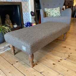Harris Tweed Footstool - Handmade Large Ottoman Isle Of Scottish Wool Tartan, Herringbone, Checks - thumbnail 1