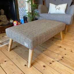 Harris Tweed Footstool - Handmade Large Ottoman Isle Of Scottish Wool Tartan, Herringbone, Checks - thumbnail 4