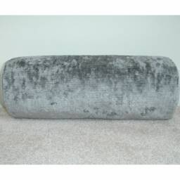 "Crushed Velvet Silver Cylinder Bolster Pillow Cover 8x18 Round End Dark Grey Cushion Sham Case 18""x8" - thumbnail 2