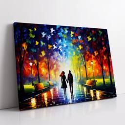 Romance Couple Walking Starry Night Van Gogh Oil Painting Wall Art Framed Canvas Poster Print Home Kitchen Office Room Decor Gift For Love - thumbnail 2