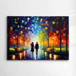 Romance Couple Walking Starry Night Van Gogh Oil Painting Wall Art Framed Canvas Poster Print Home Kitchen Office Room Decor Gift For Love - thumbnail 3