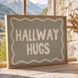 Hallway Hugs Art Print Typography Family Quote, Grey Home Decor - thumbnail 3