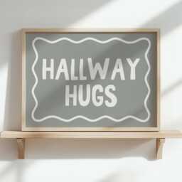 Hallway Hugs Art Print Typography Family Quote, Grey Home Decor - thumbnail 2
