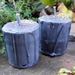 Spirit Realm Ritual Candles - 2 Loaded Herbal Blue Soy Blend Votives - thumbnail 3