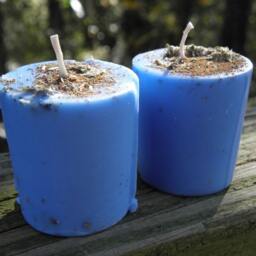 Spirit Realm Ritual Candles - 2 Loaded Herbal Blue Soy Blend Votives - thumbnail 2
