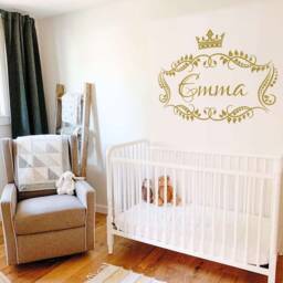 Girl Name Wall Decal Princess Crown Vinyl Lettering Decal, Sticker Frame Custom Decals Personalized Decor Nursery X273 - thumbnail 3