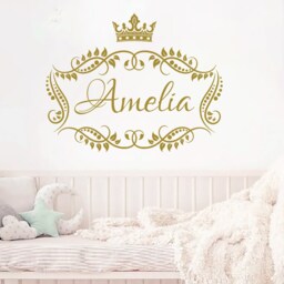 Girl Name Wall Decal Princess Crown Vinyl Lettering Decal, Sticker Frame Custom Decals Personalized Decor Nursery X273 - thumbnail 2