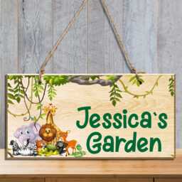 Safari Theme Door Plaque, Custom Jungle Animals Kids Garden Decor, Boys Bedroom Nursery, Animal Wall Hanging Decor - thumbnail 3